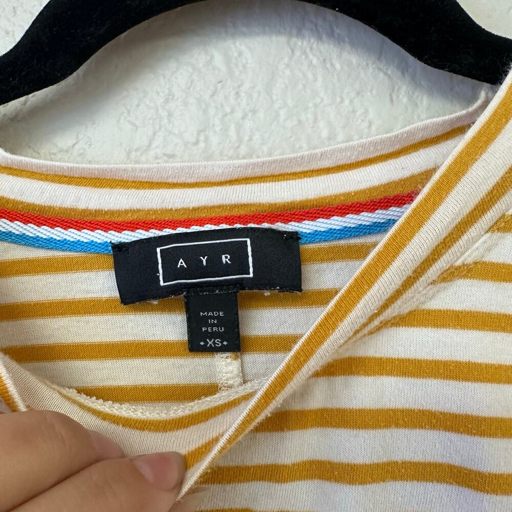 A.Y.R. The French Fry Long Sleeve Striped Boxy Top Yellow White Size XS - Picture 4 of 7
